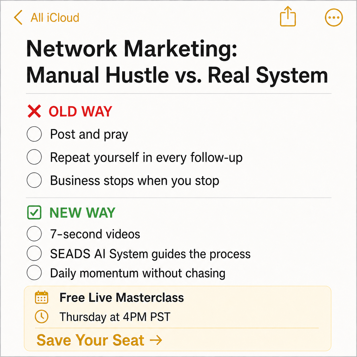 Attraction Marketing Facebook ad