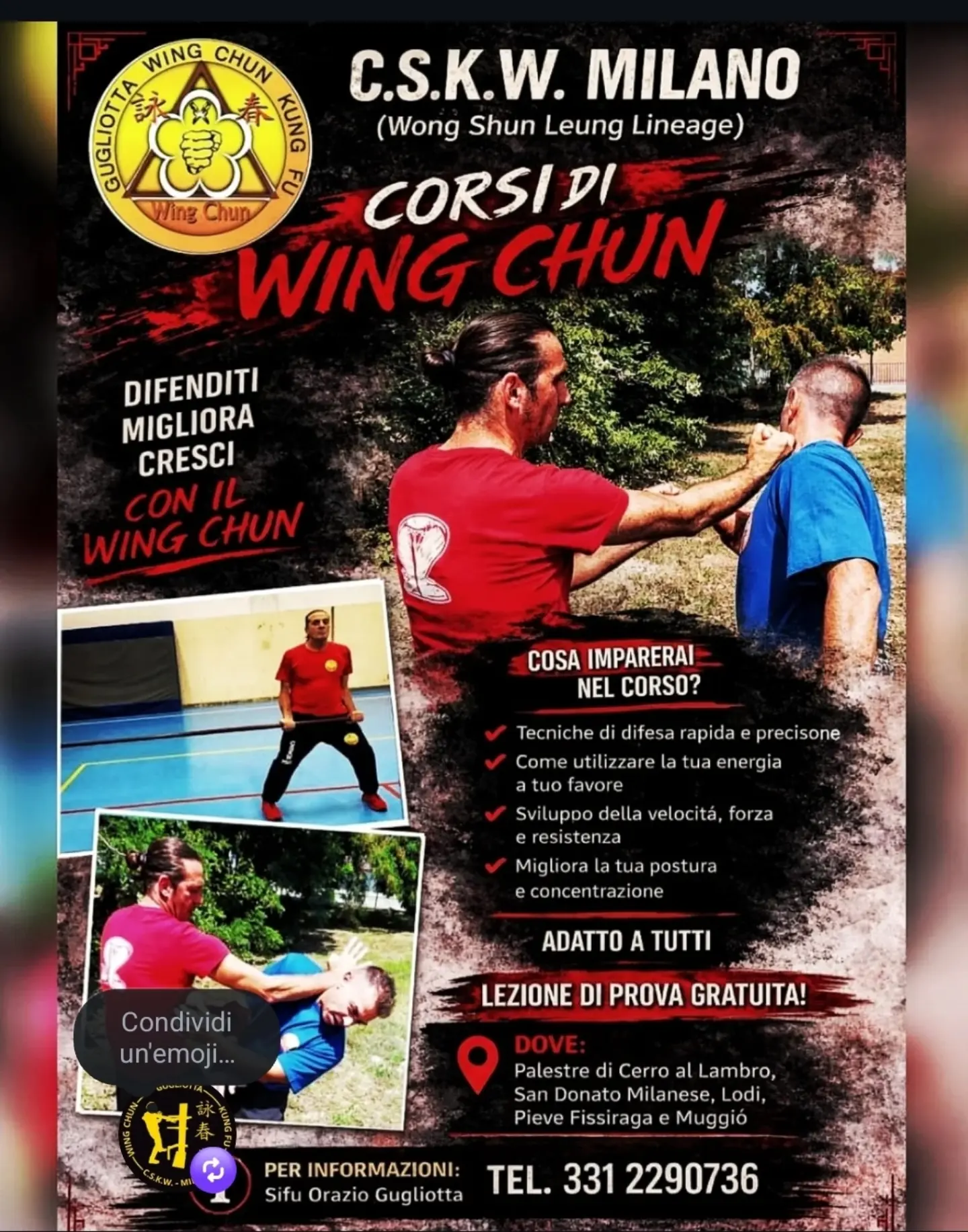 wingchun_cskw Facebook ad: Dal 3 Settembre riprendono i Corsi di Wing…
