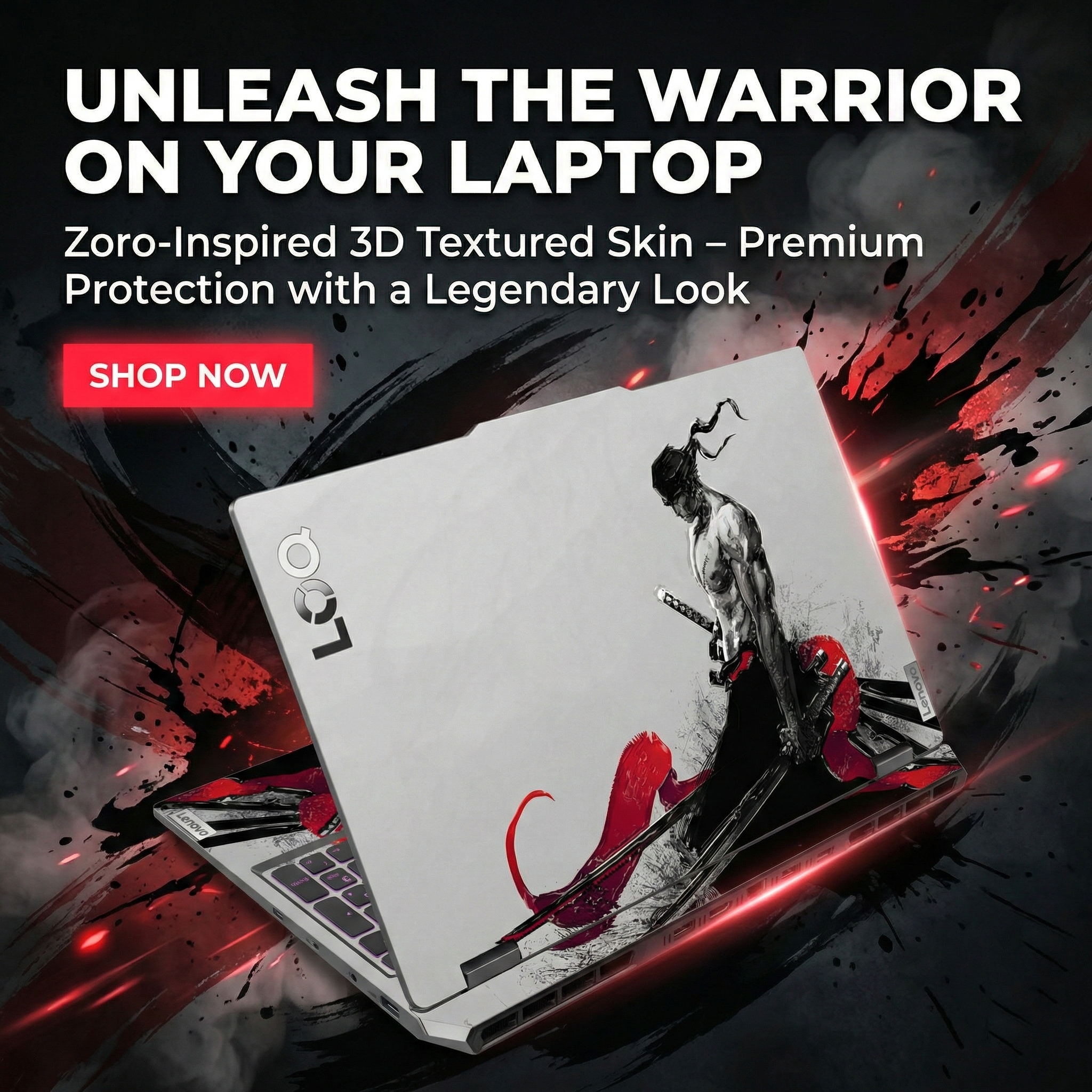 SkinsLegend Facebook ad: Bored of your plain laptop?