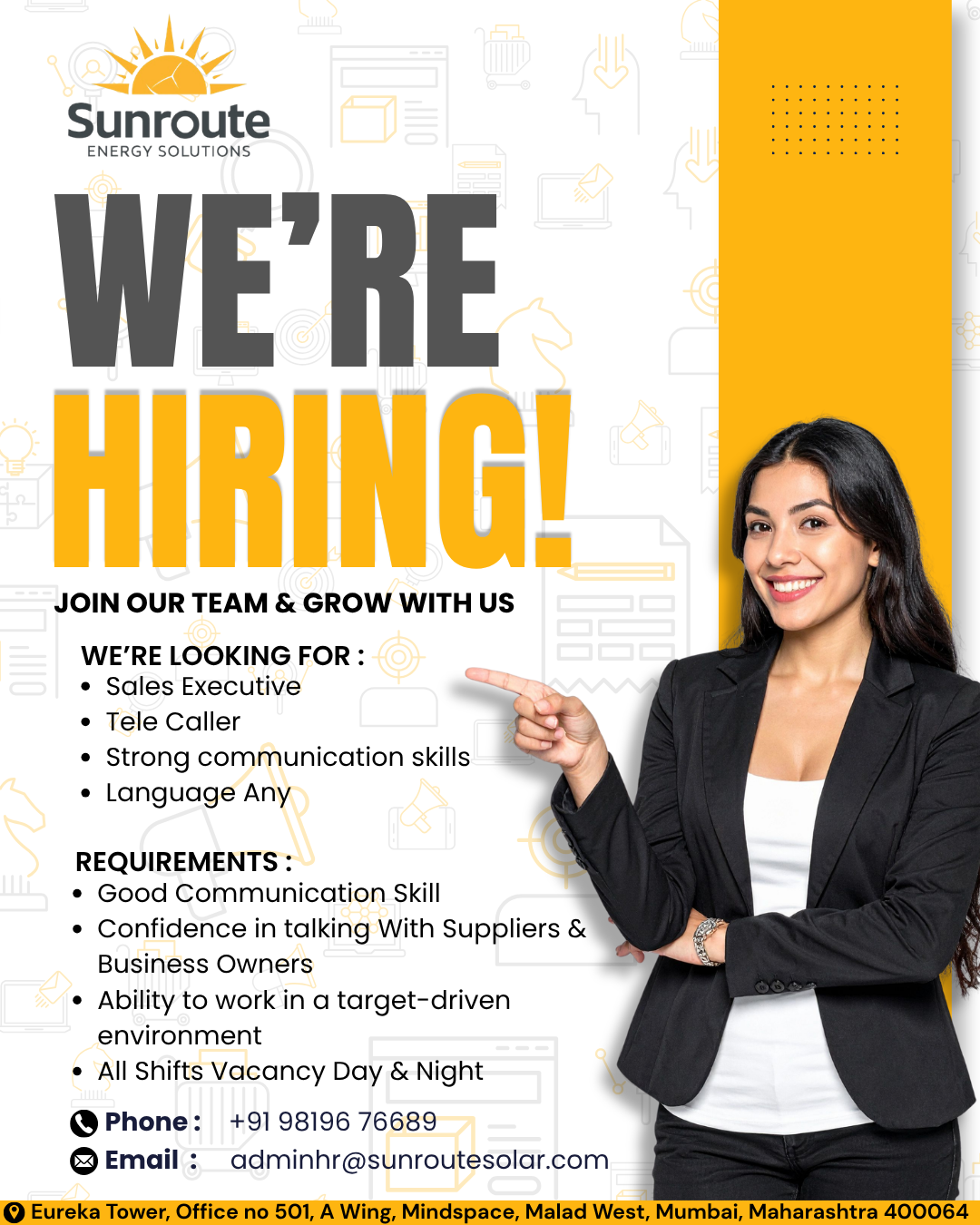 Sunroute Energy Solutions Facebook ad: Join Sunroute Solar as a Sales BDE!