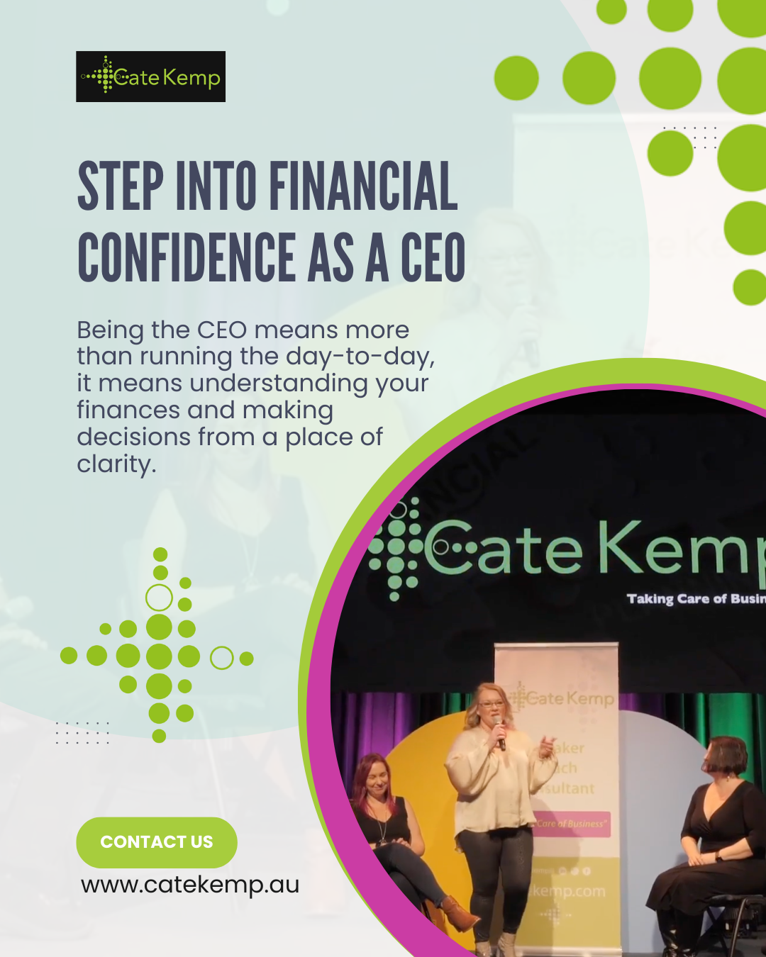 Cate Kemp Facebook ad: Lead your business with clarity and control.