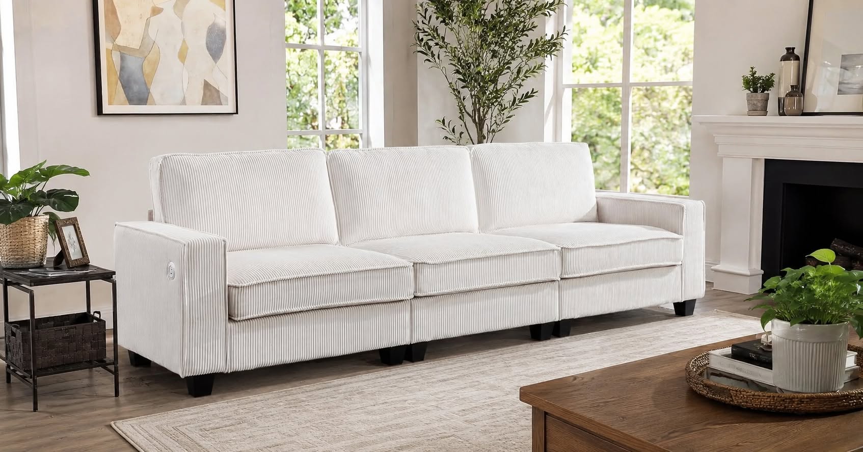 Trevor Shurlow Facebook ad: Bonzy Home 114 Oversized 3-Seater Corduroy Sofa with USB &…