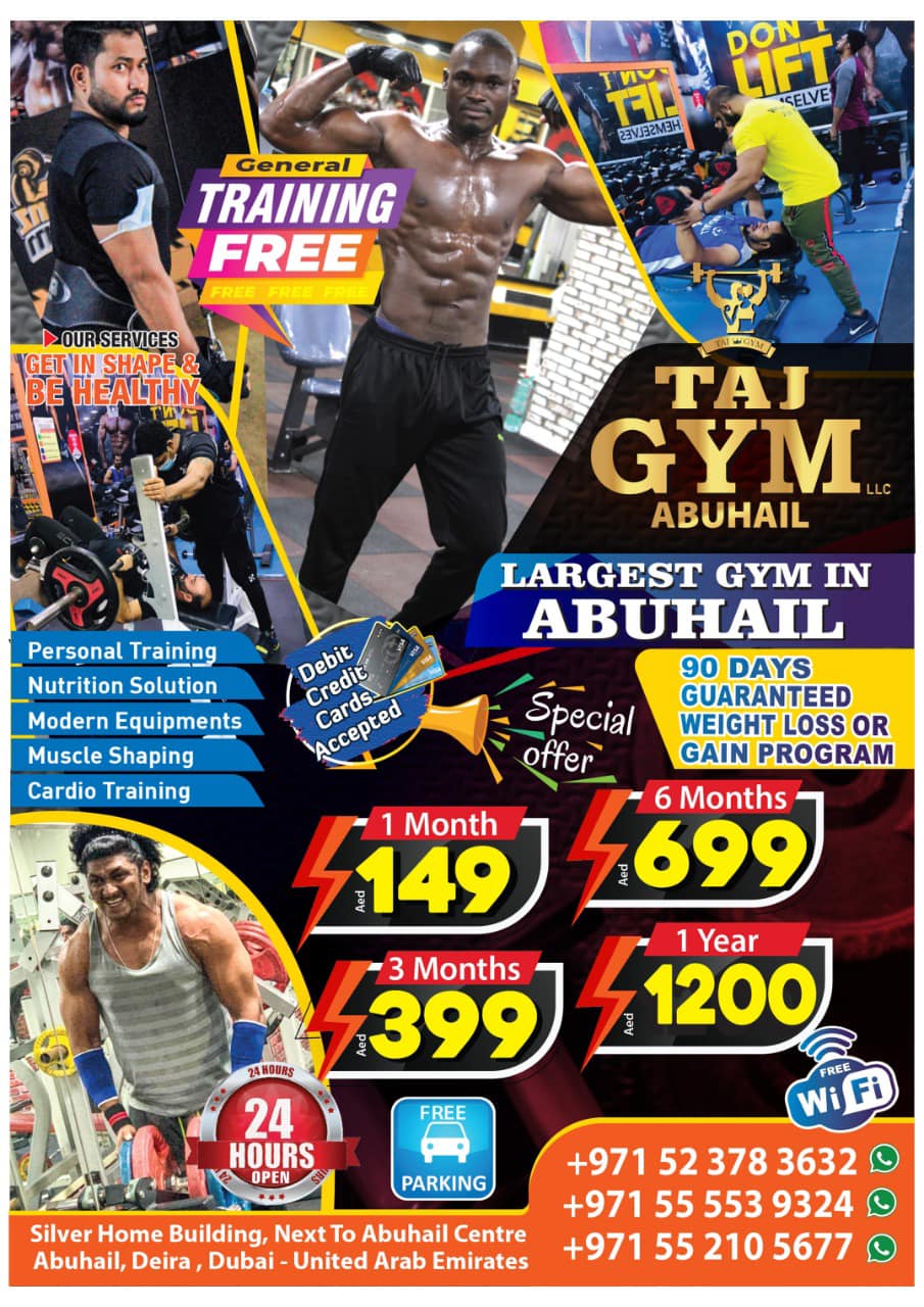 TAJ GYM Abuhail Facebook ad: Taj Gym is a Ladies and Gents Separate…
