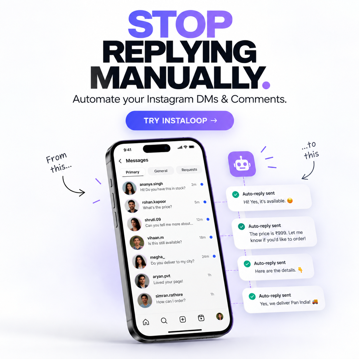 Jarvis Technology Facebook ad: Instaloop, Grow your Instagram on autopilot