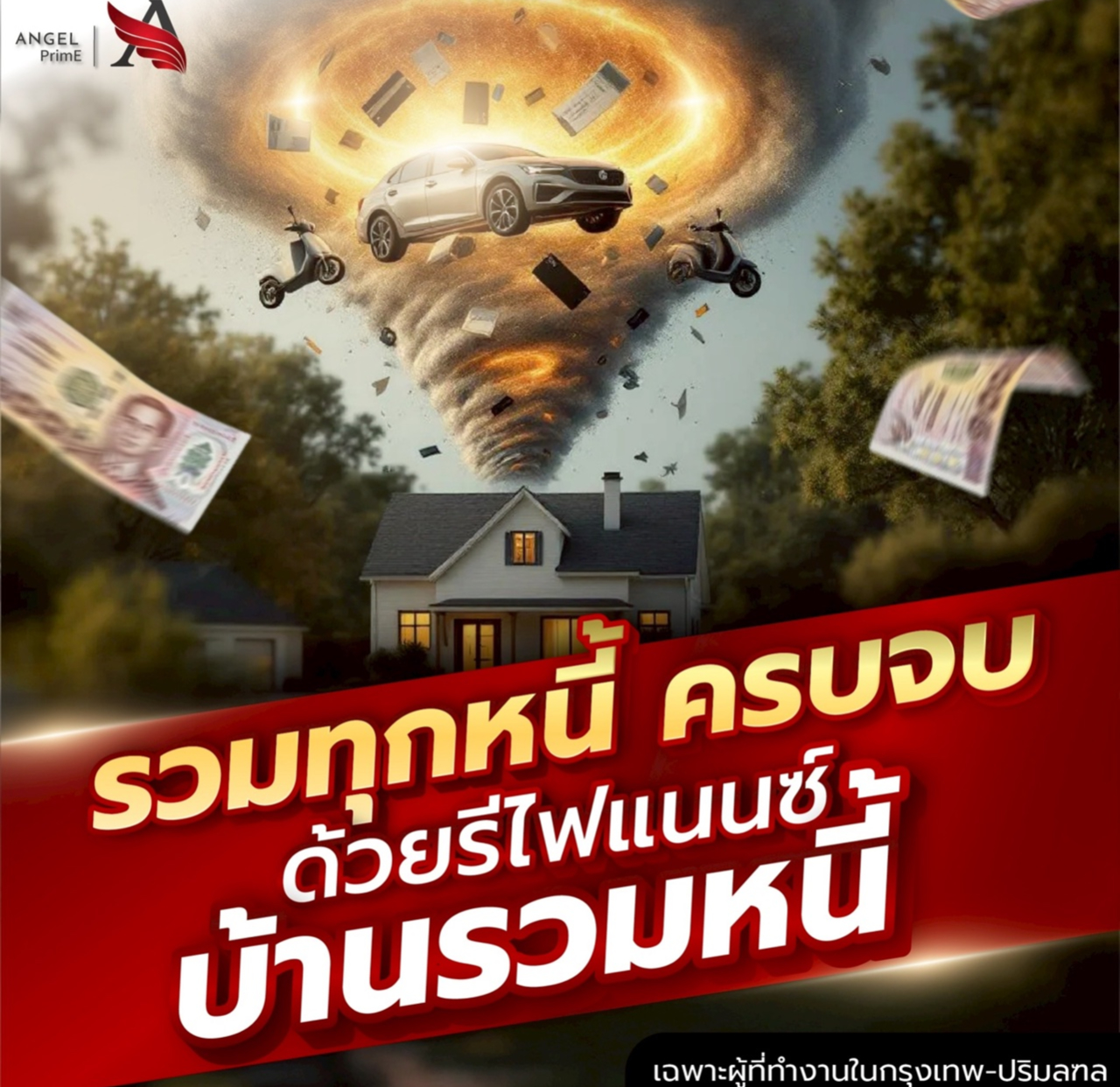 Angel Prime รีไฟแนนซ์บ้าน ปิดหนี้ รวมหนี้ เงินเหลือ Facebook ad: สำหรับผู้ที่ทำงานในกรุงเทพ-ปริมลฑล