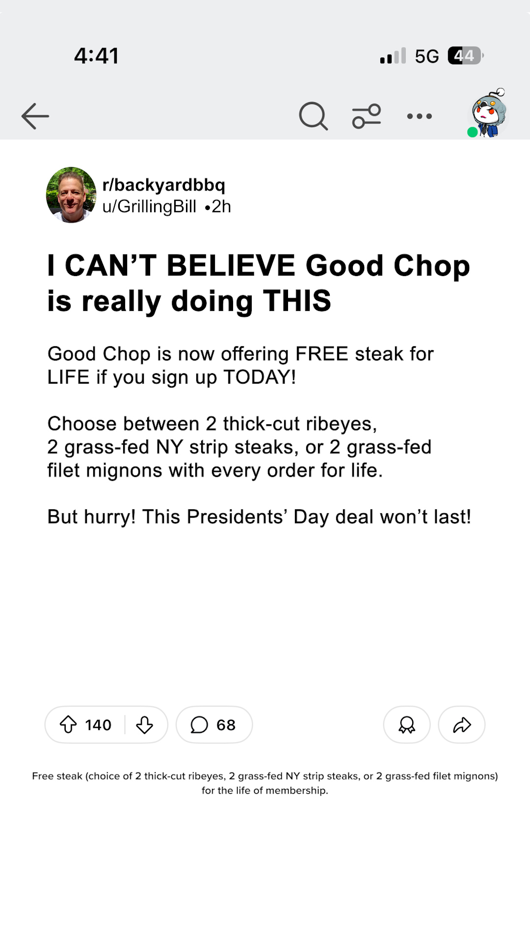 GoodChop Facebook ad