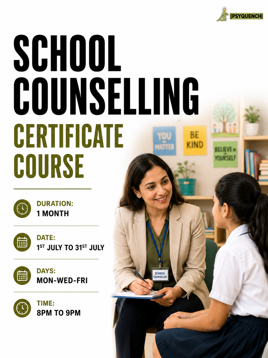 Psyquenchofficial Facebook ad: Become a School Counselor
