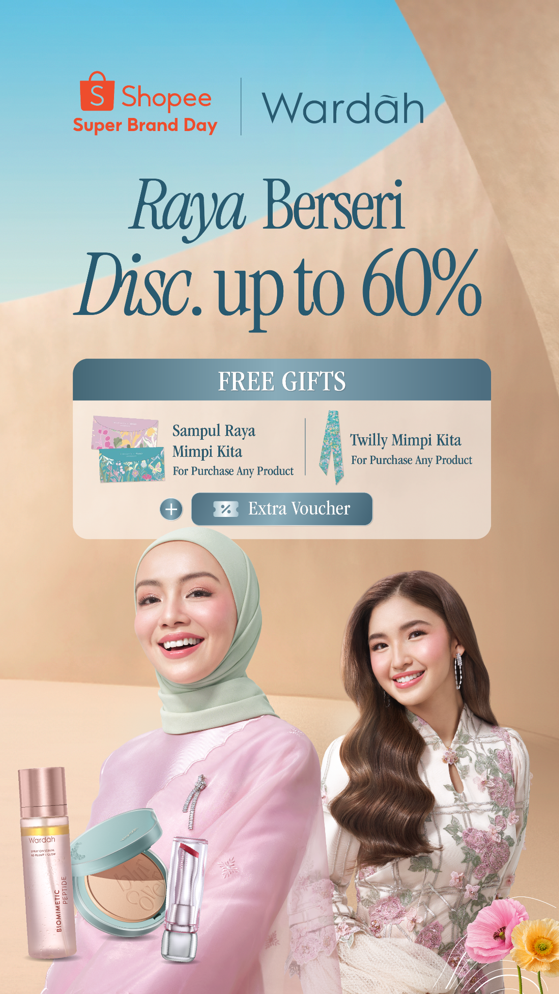 Wardah Beauty Malaysia Facebook ad: Wardah Raya Berseri Look Set - PDRN Serum, Tone Up…
