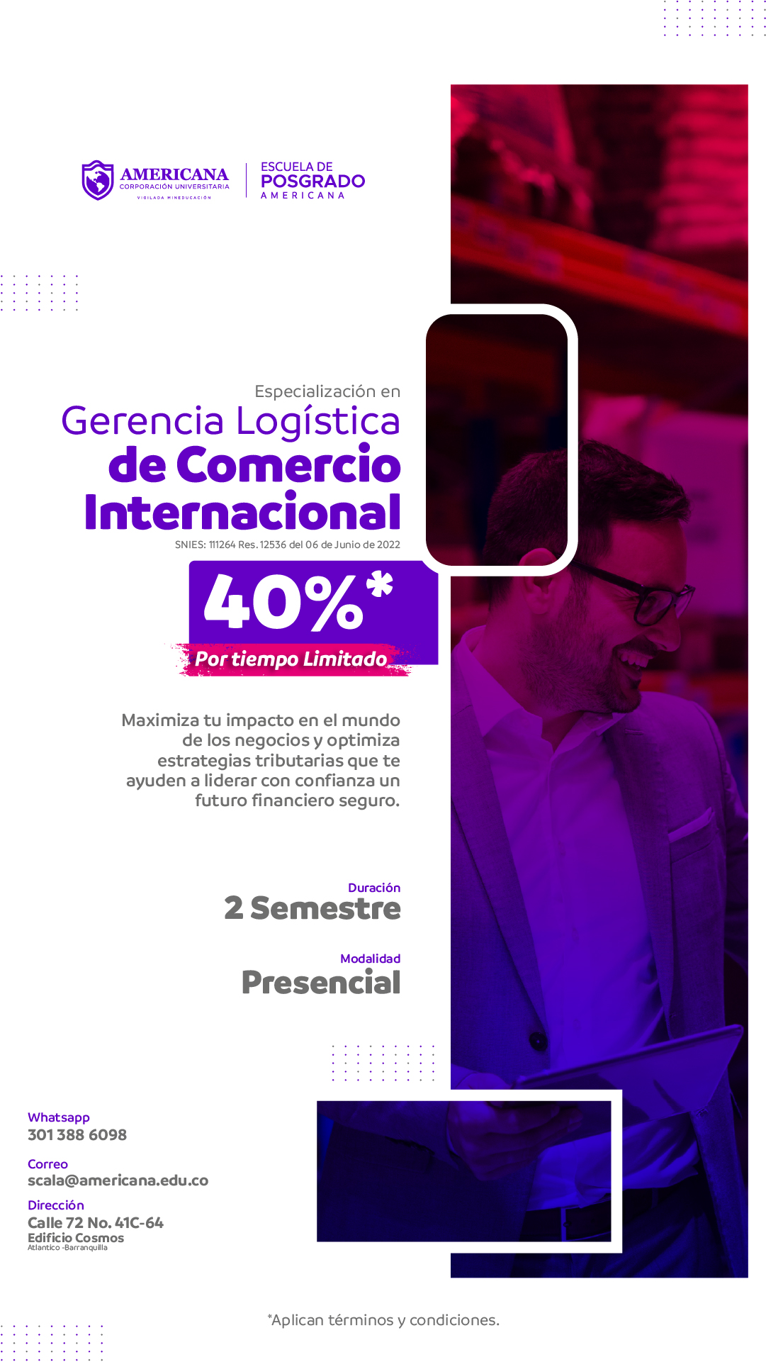 Escuela de Posgrado Americana Barranquilla Facebook ad