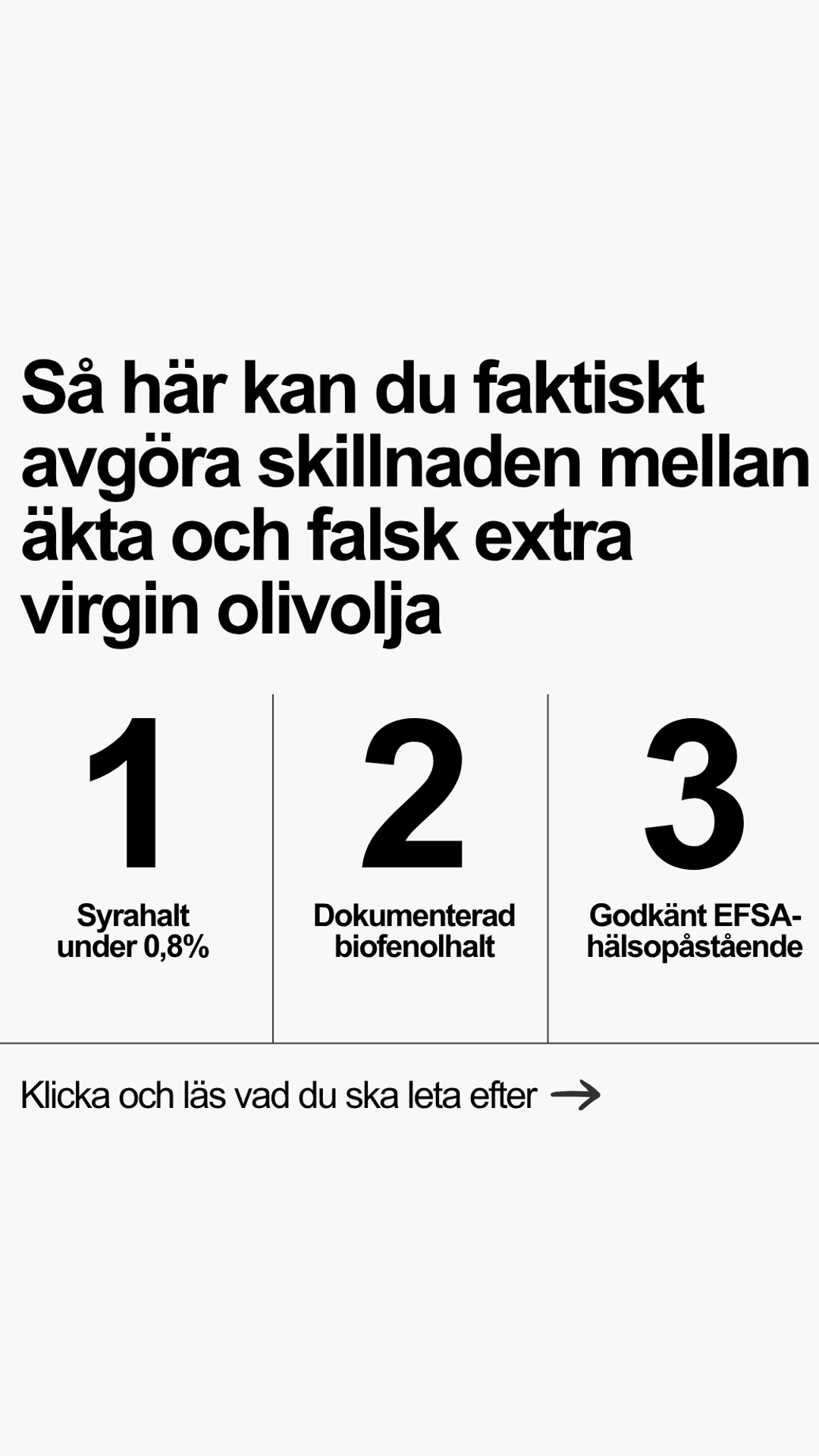 ArcticMed Omega-3 Facebook ad: Det här hittade Livsmedelsverket om extra virgin olivolja