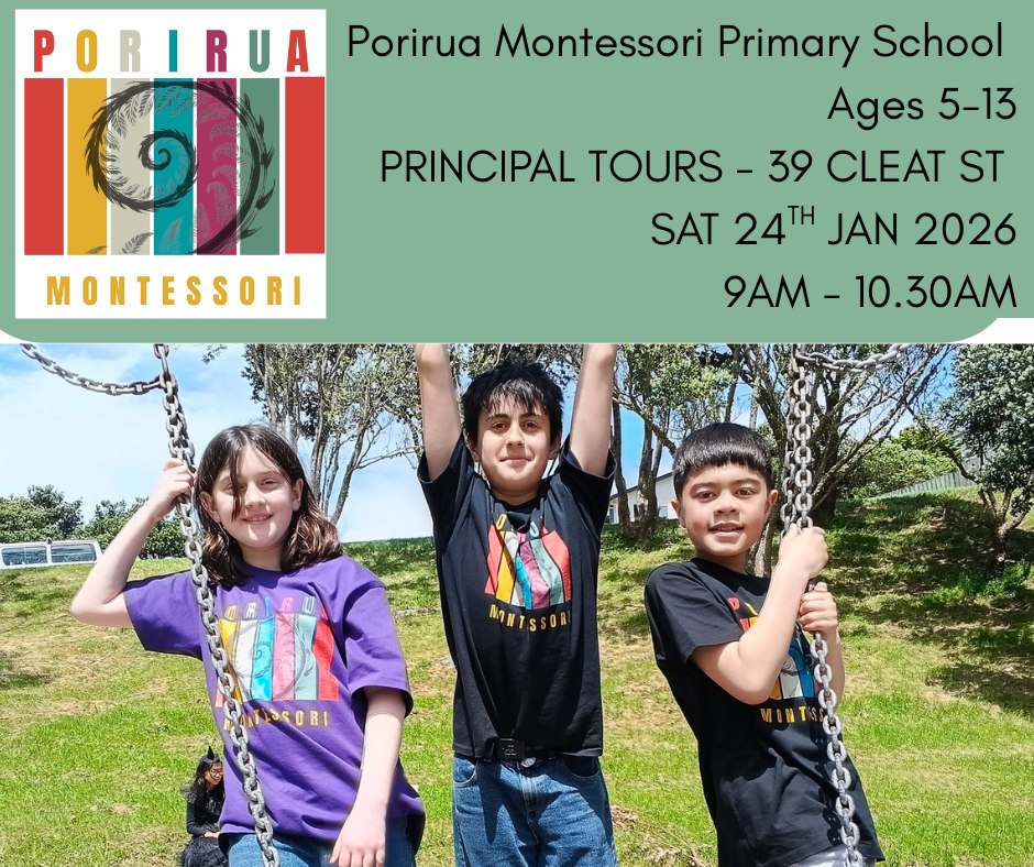 Porirua Montessori Primary School Facebook ad: Come visit our open day on 24th of…