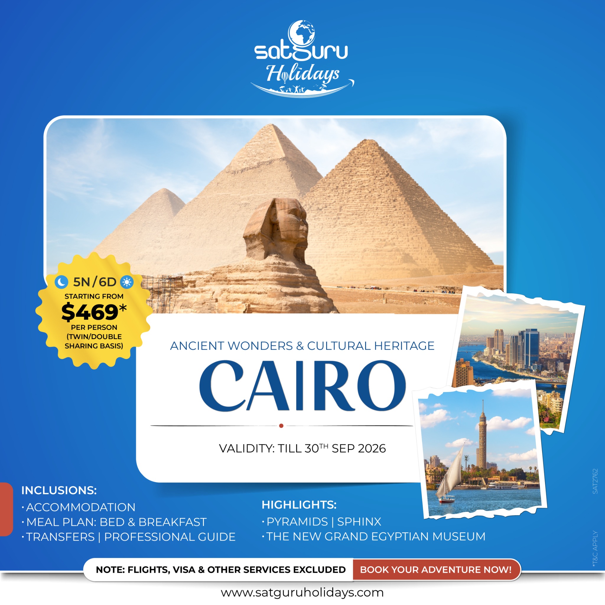 Satguru Travel Rwanda Facebook ad: Zanzibar beaches, Masai Mara safari, Seychelles luxury…