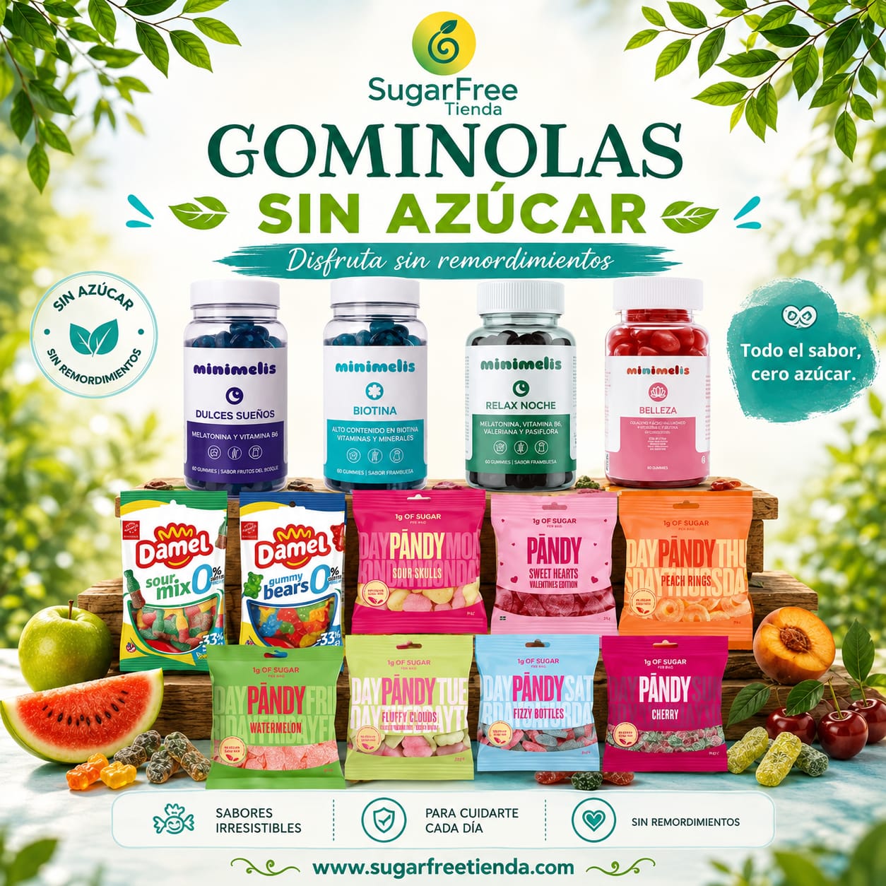 SugarfreeTienda Facebook ad: ¡GOMINOLAS SIN AZÚCAR!