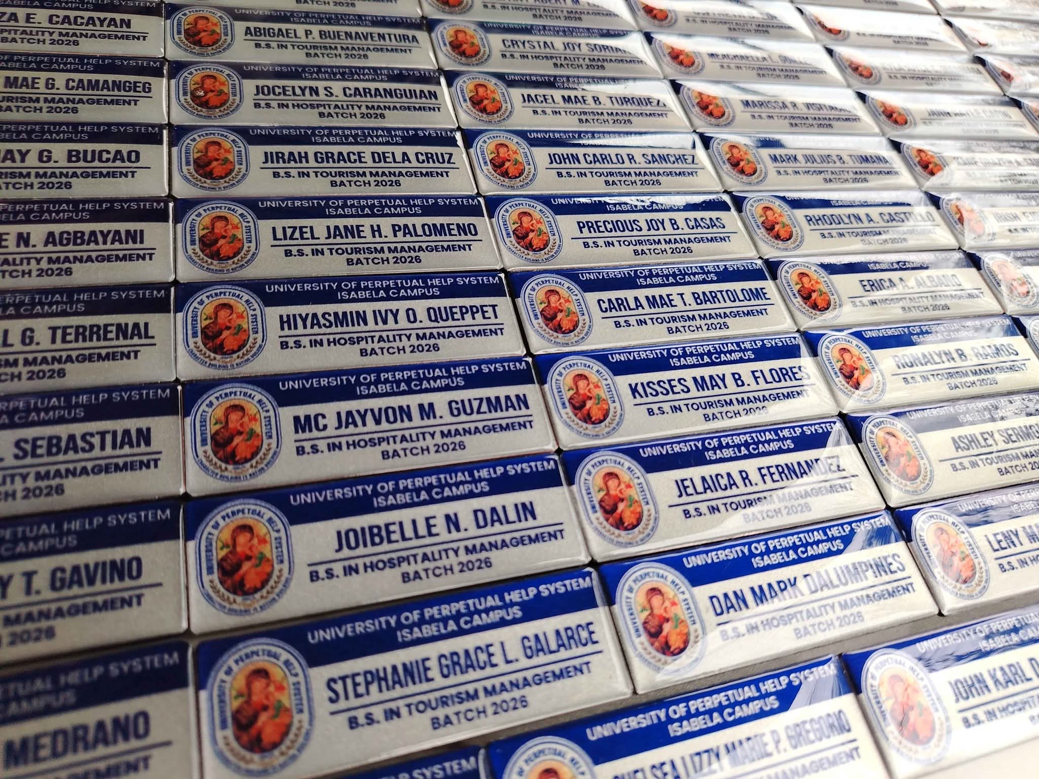 Kevz Ocampo Lingayen Facebook ad: METAL NAMEPLATES (LOWEST PRICE) Magnetic and Pin Type