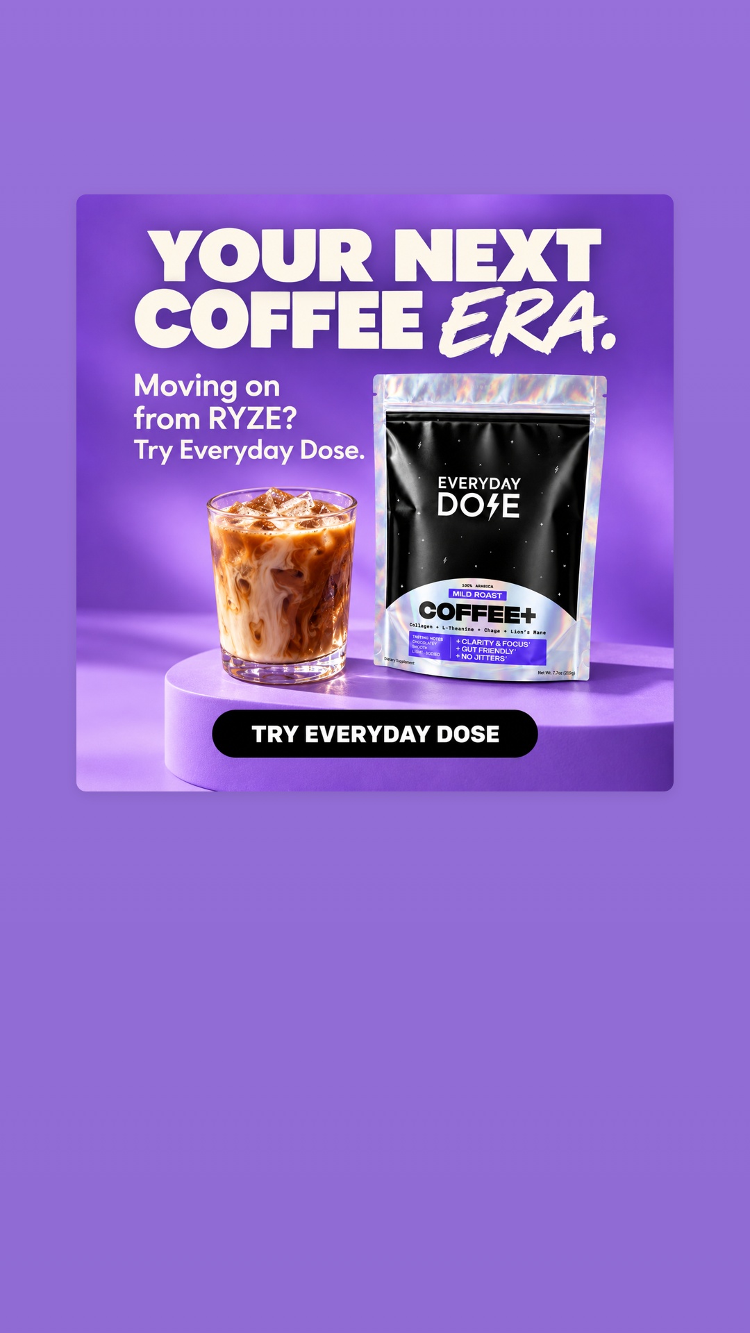 Everyday Dose Facebook ad: Pour Yourself Coffee That Does More