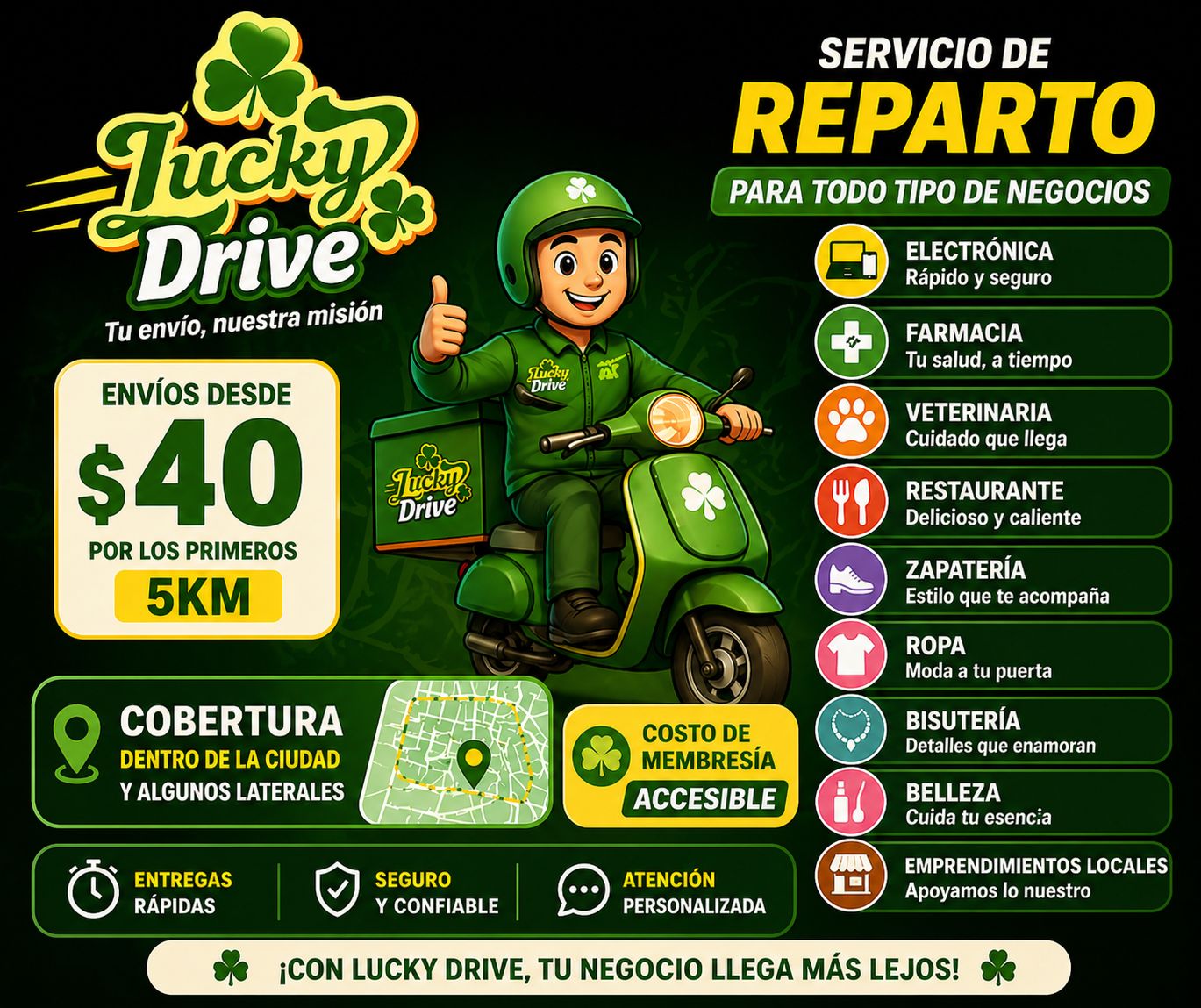 Lucky Drive Facebook ad: Puedes preguntar por nuestra membre3sía accesibles!