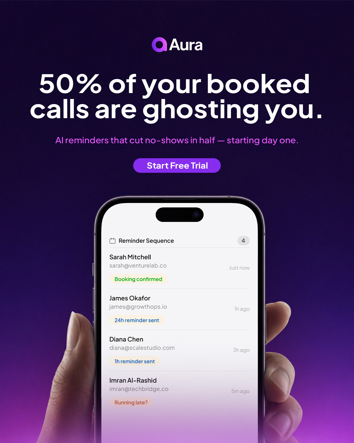 Aura AI Facebook ad: Double Your Close Rate: Aura AI