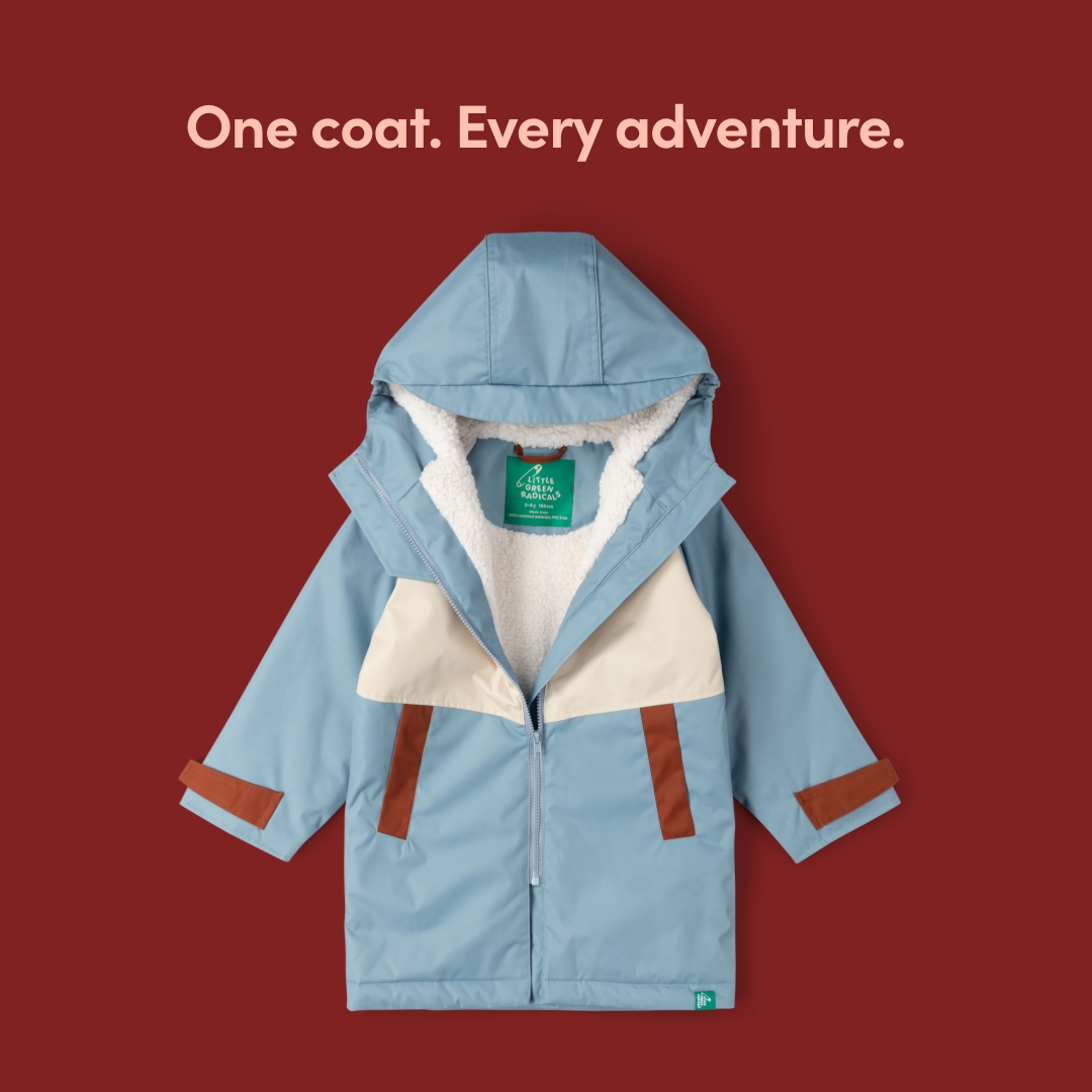 Little Green Radicals Facebook ad: Recycled Cosy Coat
