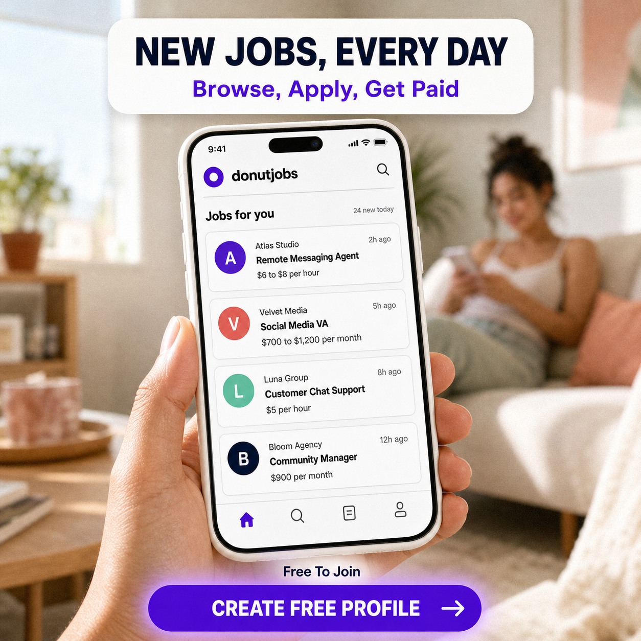 Remote Jobs Daily Facebook ad: Work From Anywhere