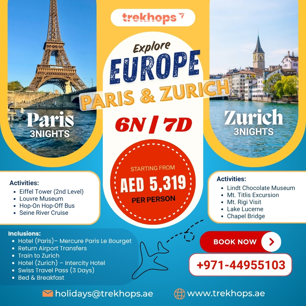 Trekhops UAE Facebook ad: Europe Holiday from AED 5,319*