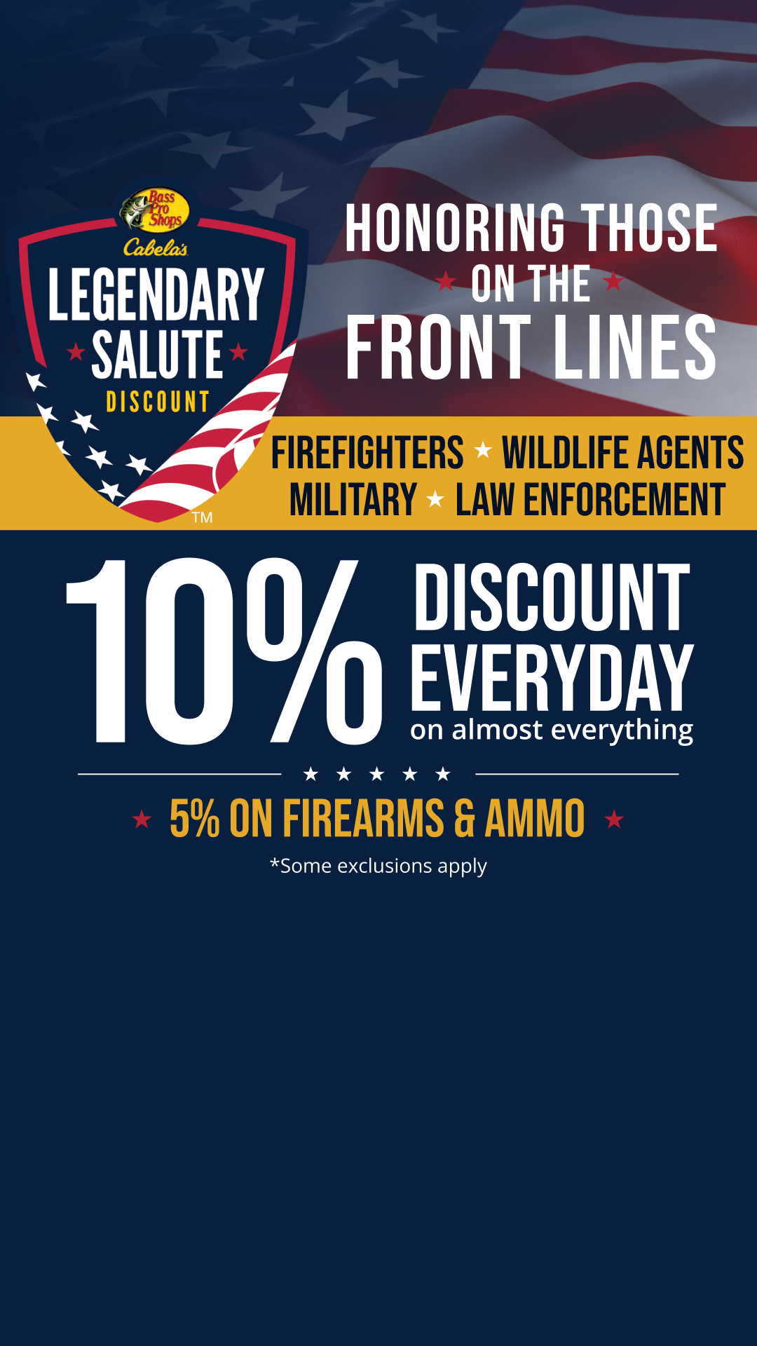 Bass Pro Shops Facebook ad: Save 10% Everyday