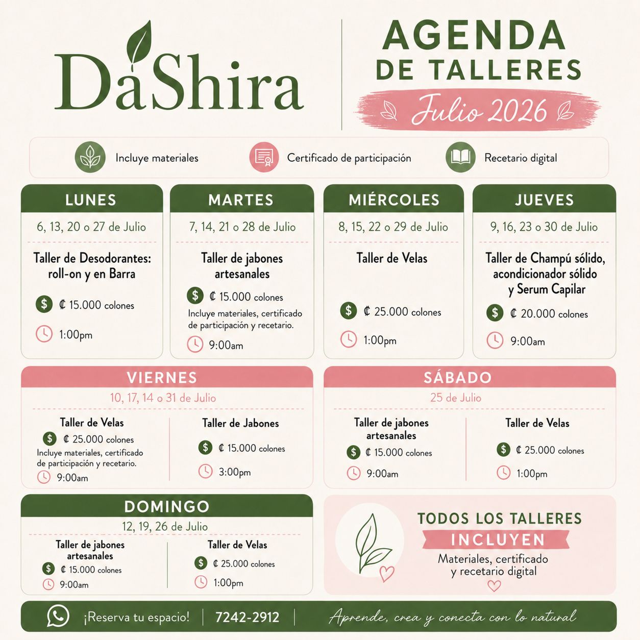 DáShira Facebook ad: ¡Nuestra agenda de Julio ya está disponible!