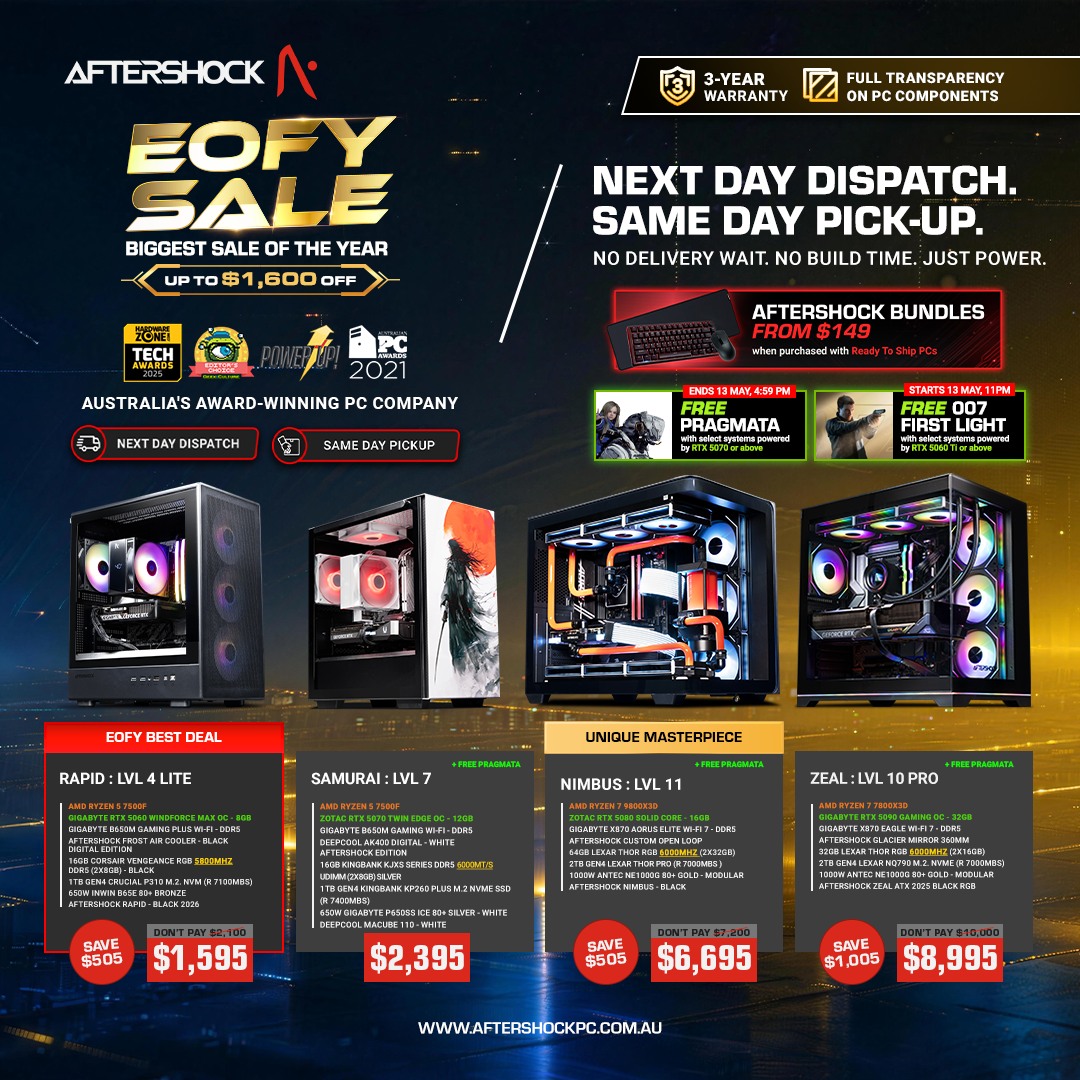 AFTERSHOCK PC Australia Facebook ad