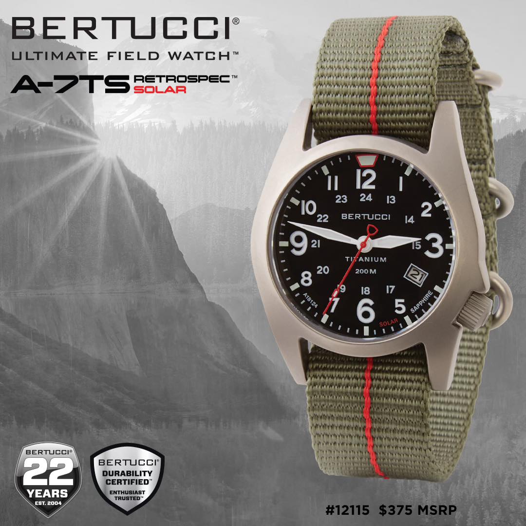 Bertucci Watches Facebook ad: Titanium retro - modern solar field watch