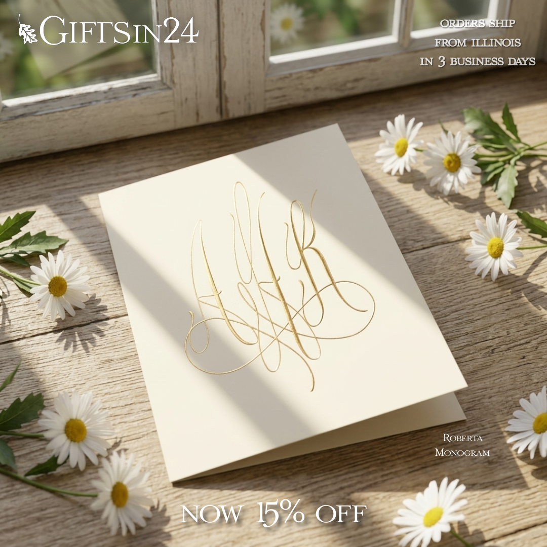 Gifts in 24 - Personalized Stationery and Custom Printed Gifts Facebook ad: The Monogram Everyone Loves