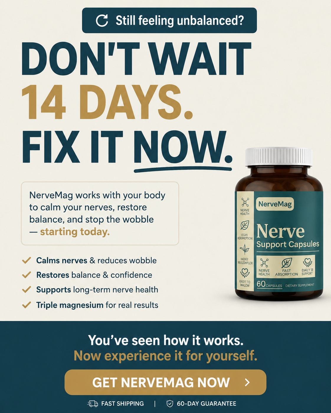 Evelyn Brown Facebook ad: Still Feeling Unbalanced? It's time to take action.
