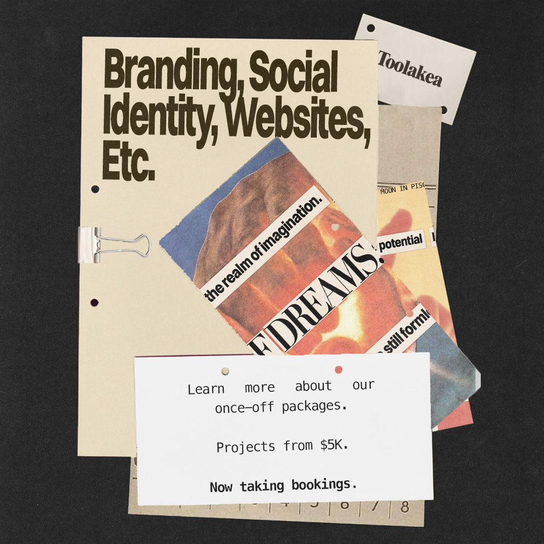 Toolakea, Assistant for Creatives. Facebook ad: From brand identity to untraditional website builds there's…