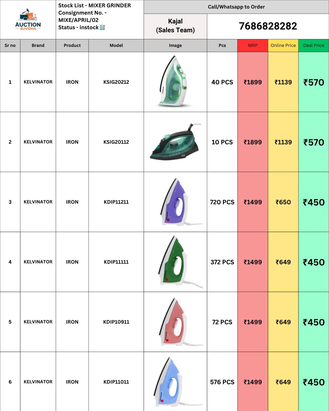 Deals4B Facebook ad: KELVINATOR IRONS, PREMIUM BULK STOCK LIVE!