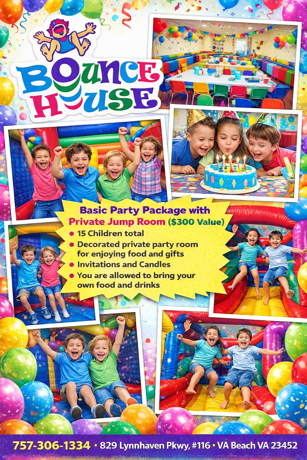 Virginia Beach Bounce House Facebook ad: February Birthday Parties, Limited Spots Still Available!