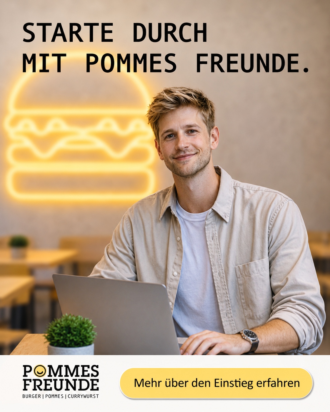 Pommes Freunde Facebook ad: Dein eigener Store. Deine Chance