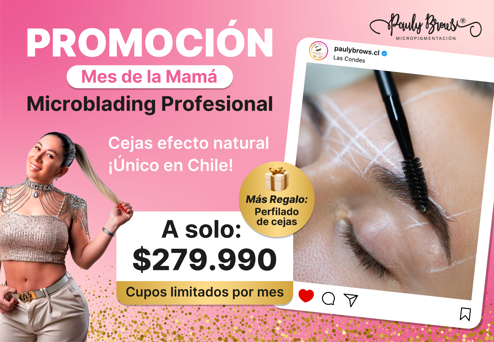 Pauly Brows Facebook ad from Apr 23, 2026