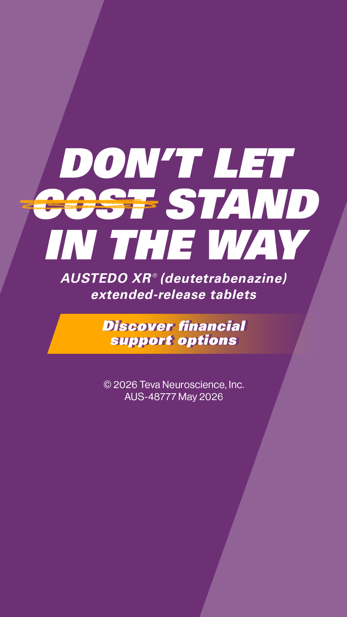 AUSTEDO XR (deutetrabenazine) extended-release tablets Facebook ad: Support is available