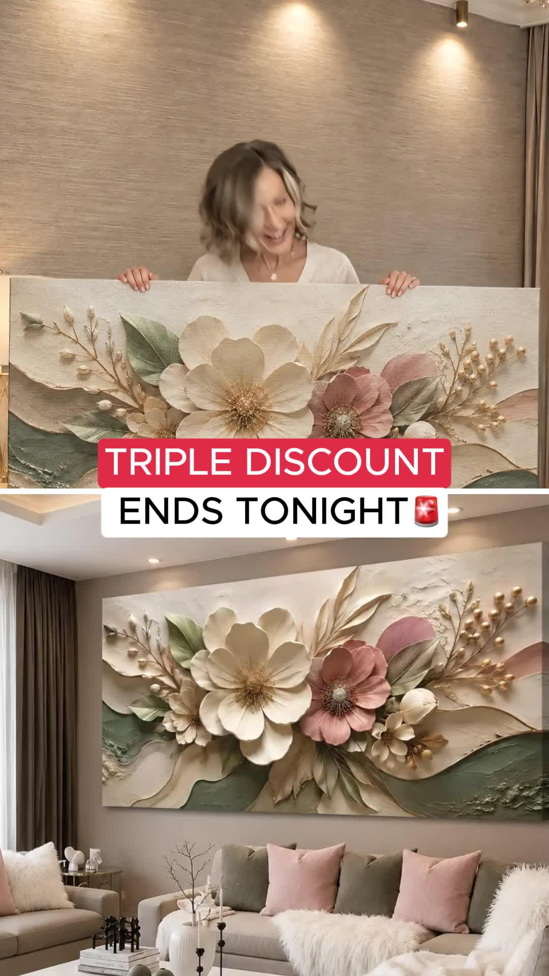 Tailored Canvases - Personalized Art Facebook ad: Elegant Floral Bloom II | Made in the USA | Ships Fast