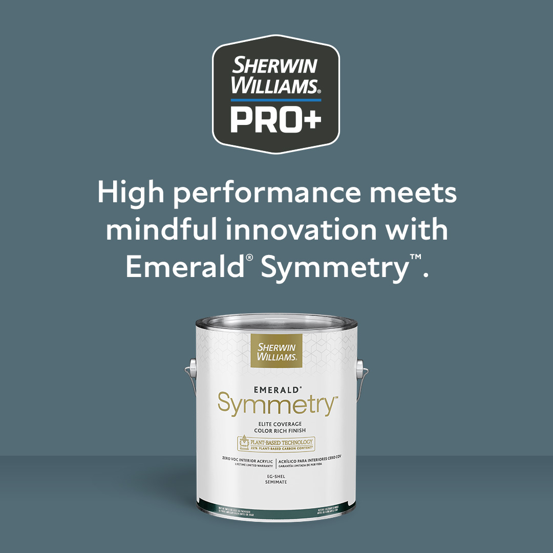 Sherwin-Williams Paint Pros Facebook ad: Engineered for the very best performance, Emerald Symmetry…