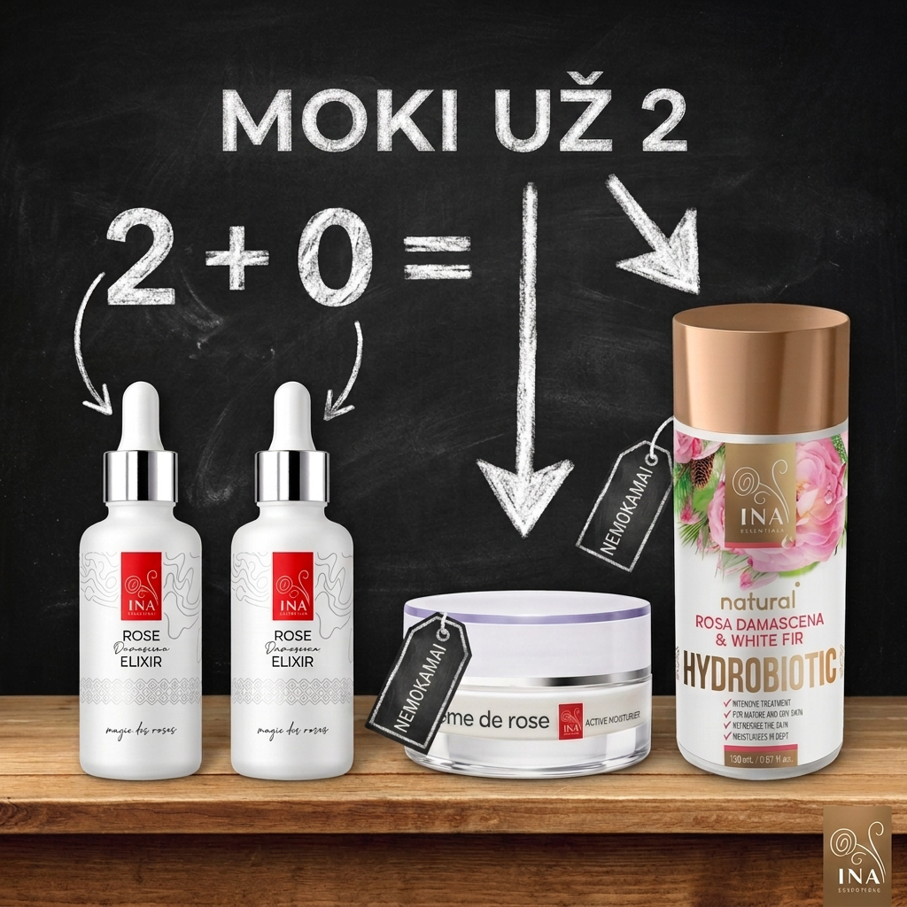 Organinė Kosmetika - InaEssentials.LT Facebook ad: Pirk 2 serumus ir gauk 2 dovanas