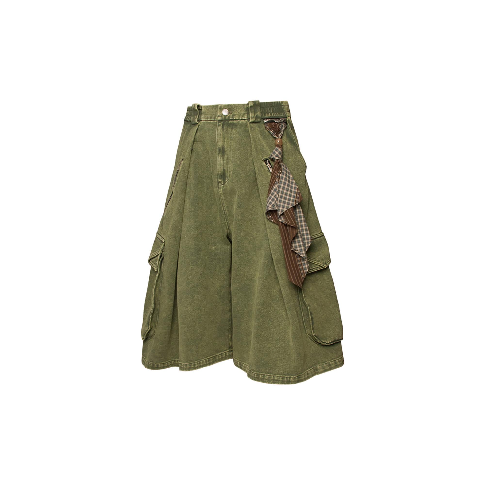 Projectisr Facebook ad: RELABEL Detachable Scarf Washed Multi-Pocket Wide-Leg Shorts