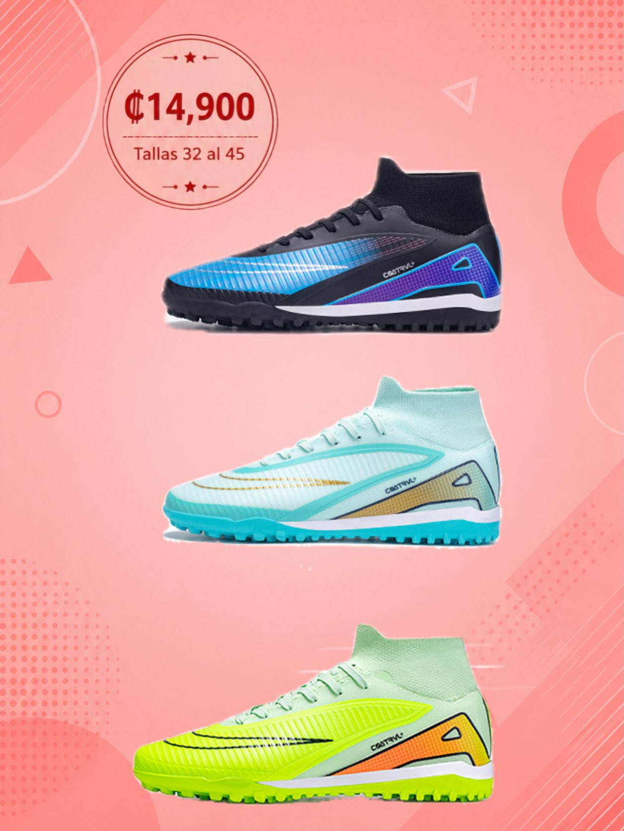 Zapatería Karina Facebook ad: tennis de papifutbol tacos de fútbol