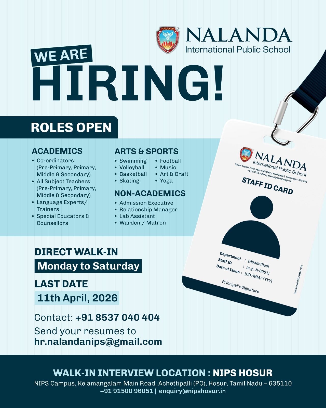 Nalanda International Public School & Junior College - Krishnagiri Facebook ad: Nalanda International Public School is expanding and so…