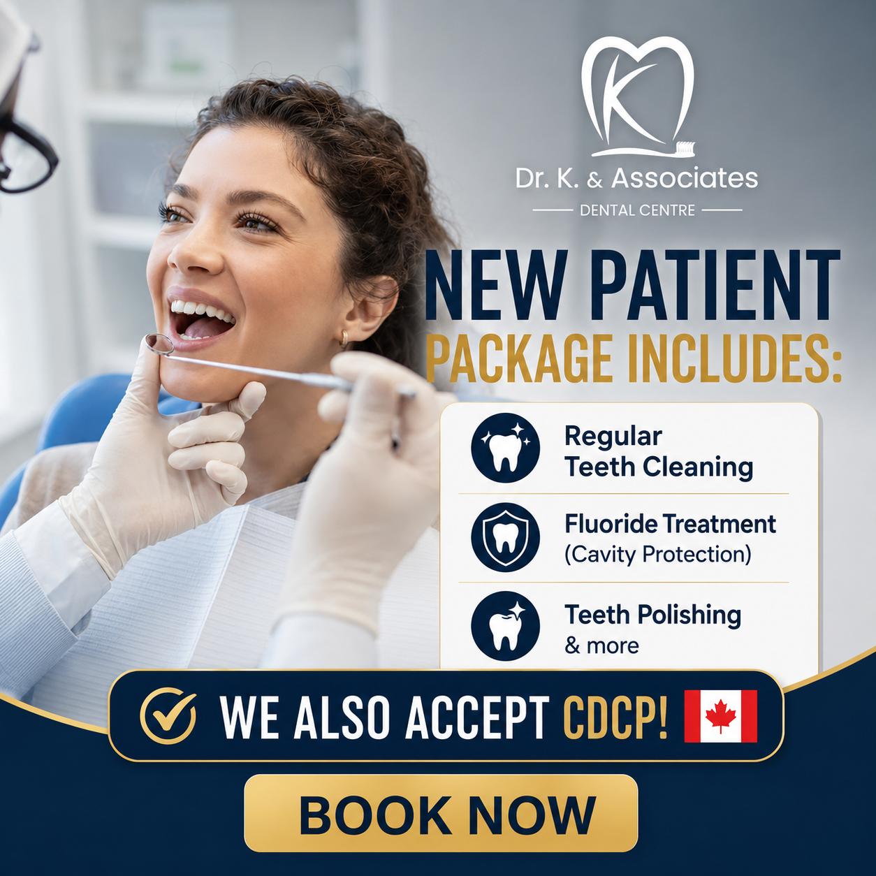 Dr. K. & Associates Dental Centre Facebook ad: Complete New Patient Dental Package Available Now