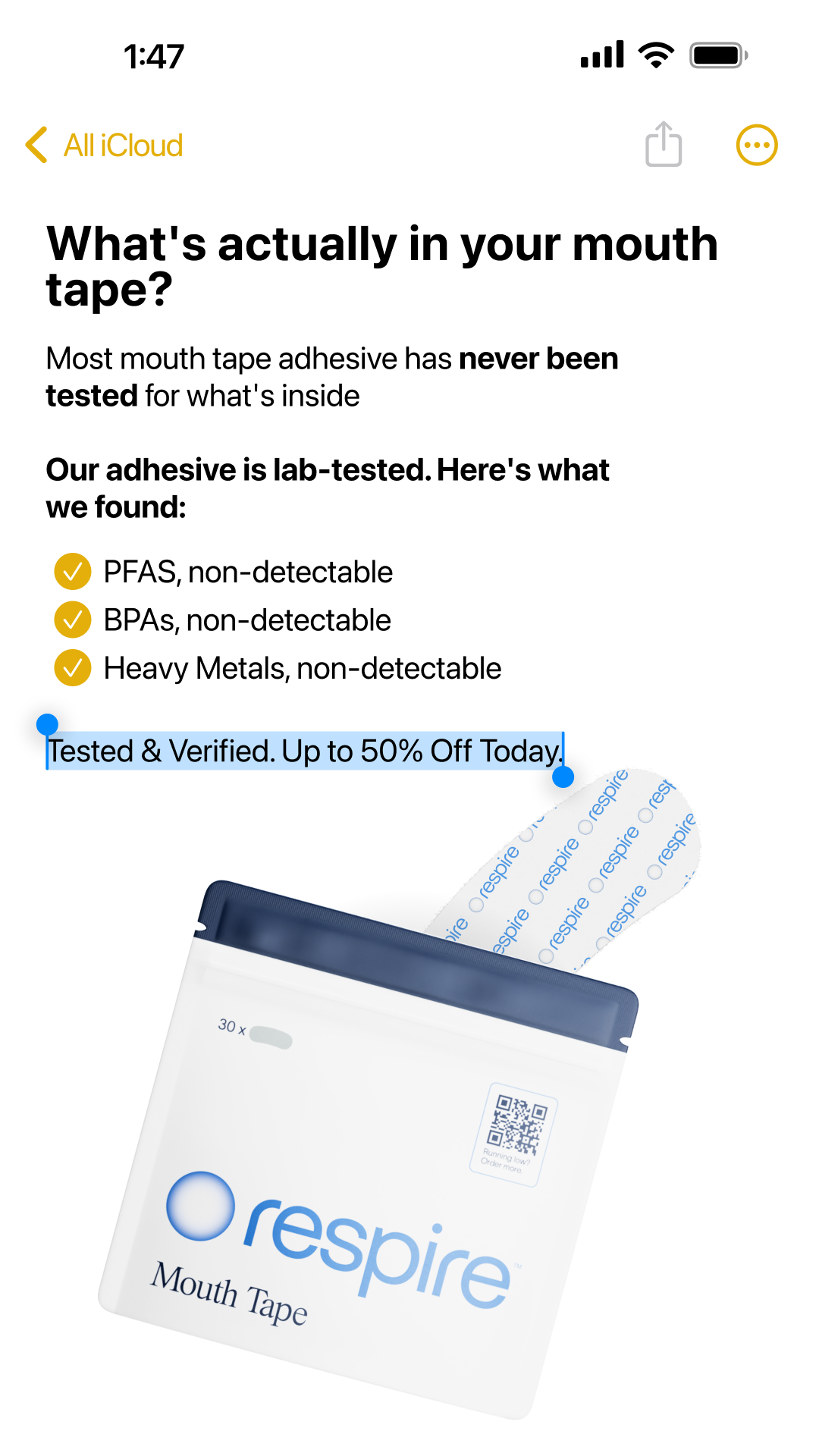 Try Respire Facebook ad