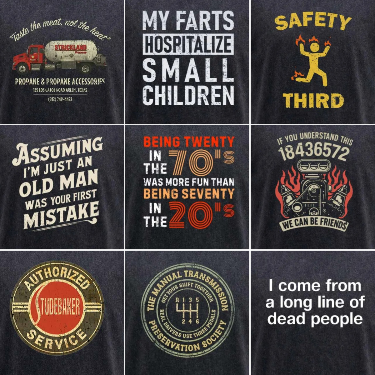 Maturelion Funny Clothing Facebook ad: Every shirt = a punchline.