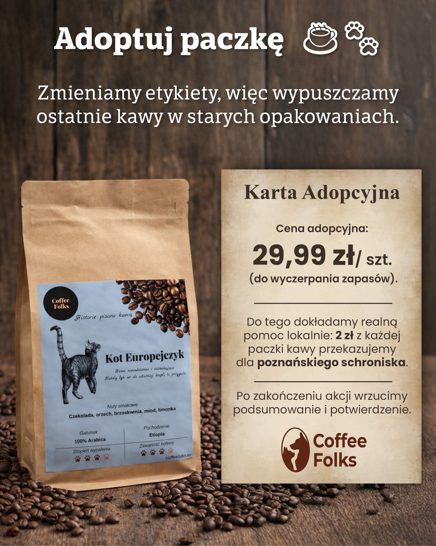 Coffee Folks Facebook ad: Adoptuj paczkę
