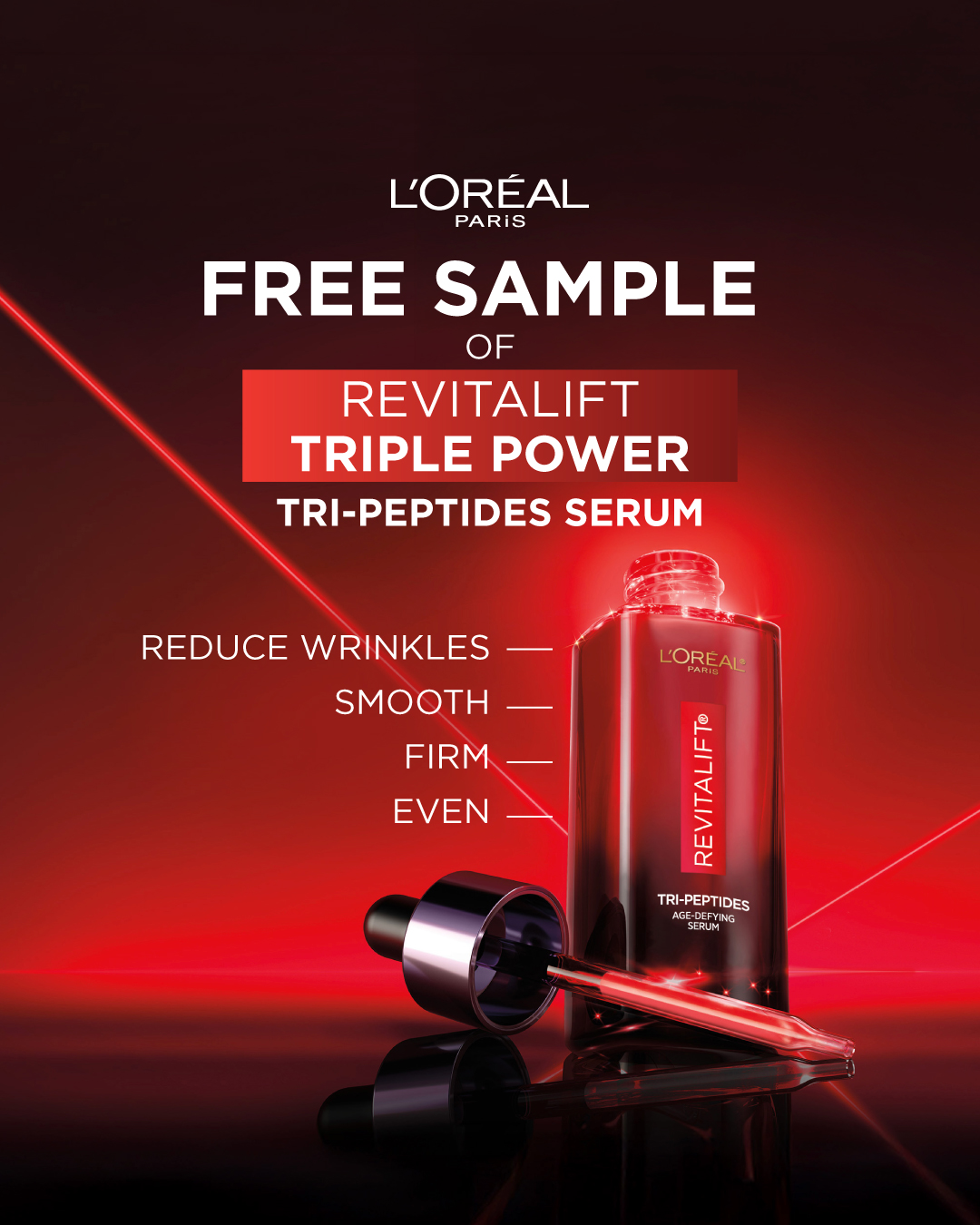 L'Oréal Paris Facebook ad: Try our Triple Power Serum for free!