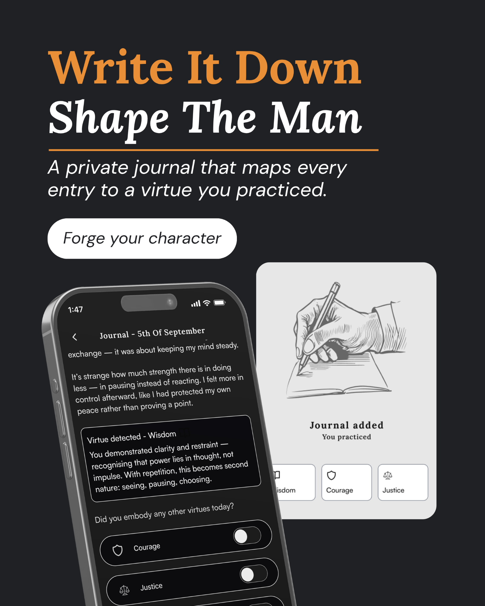 Stoic Forge Facebook ad: Forge your character daily