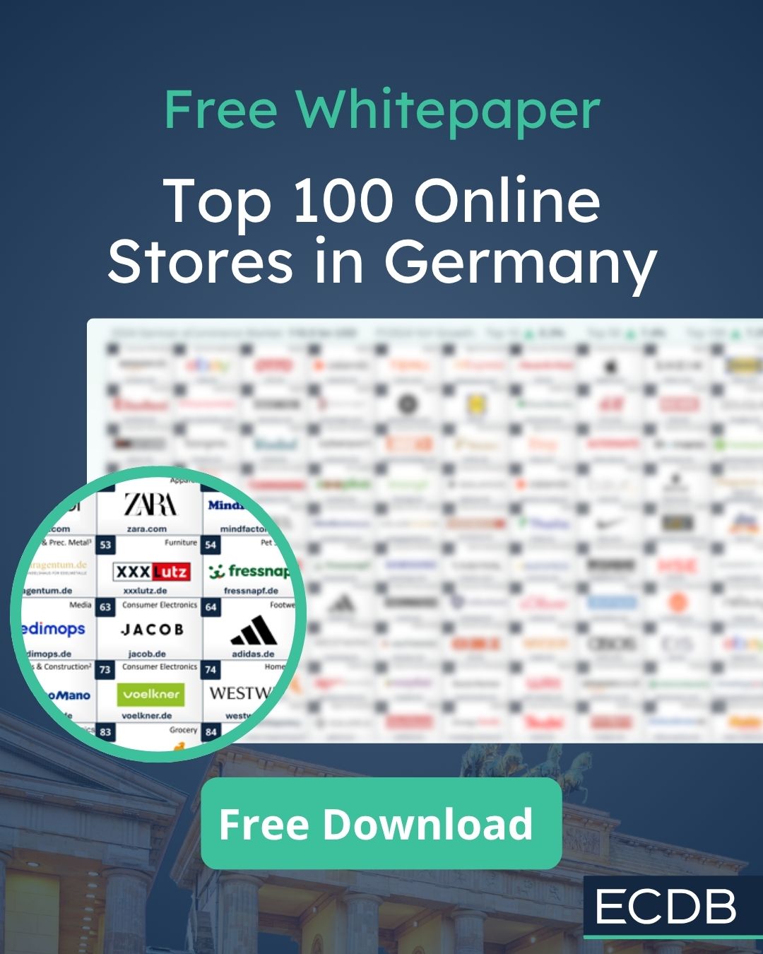 ECDB Facebook ad: Discover the biggest Retailers in Germany - for free!