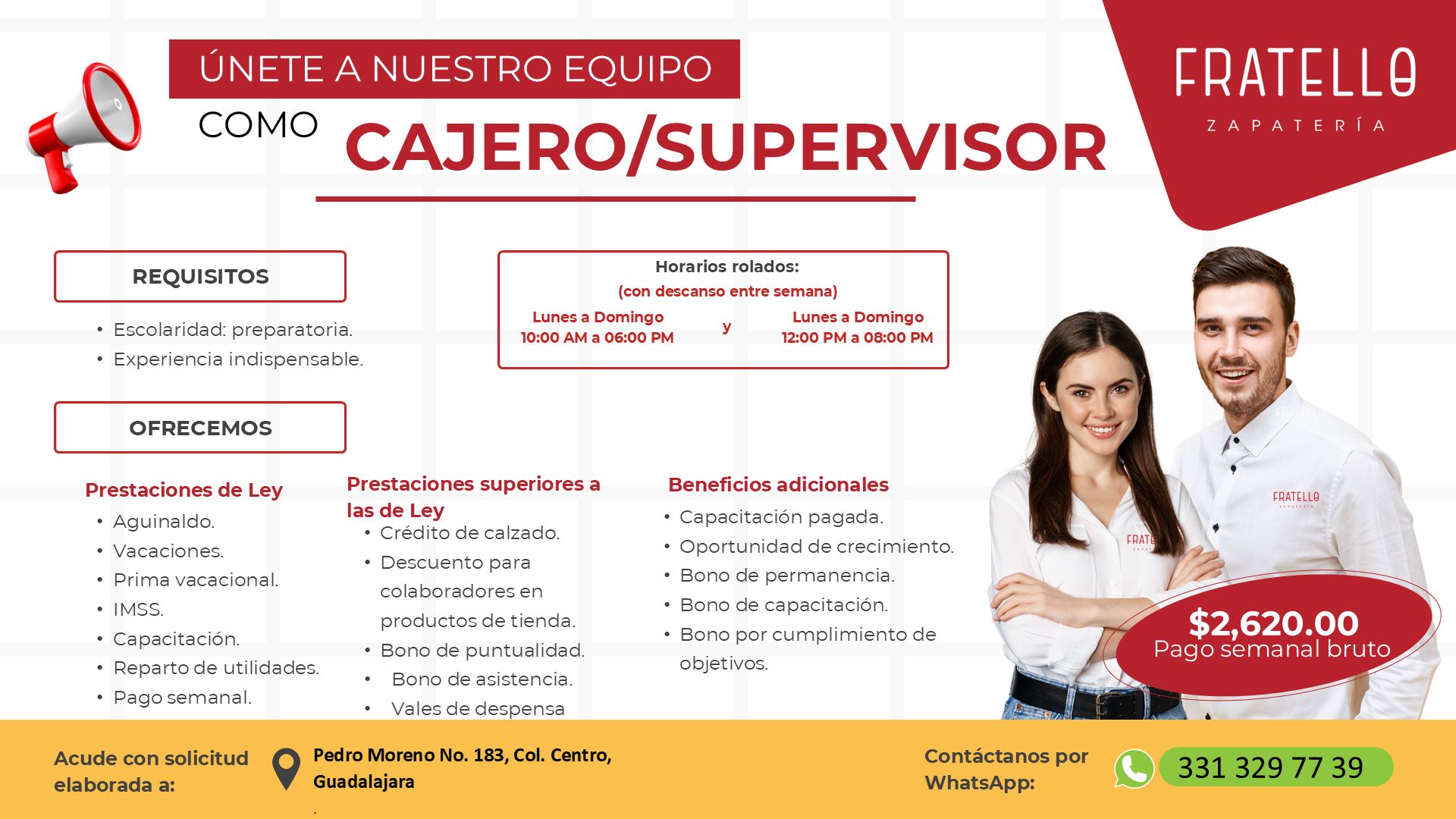 Recursos Humanos Zapateria Fratello Facebook ad: ÚNETE A NUESTRO EQUIPO Estamos contratando Por Apertura
